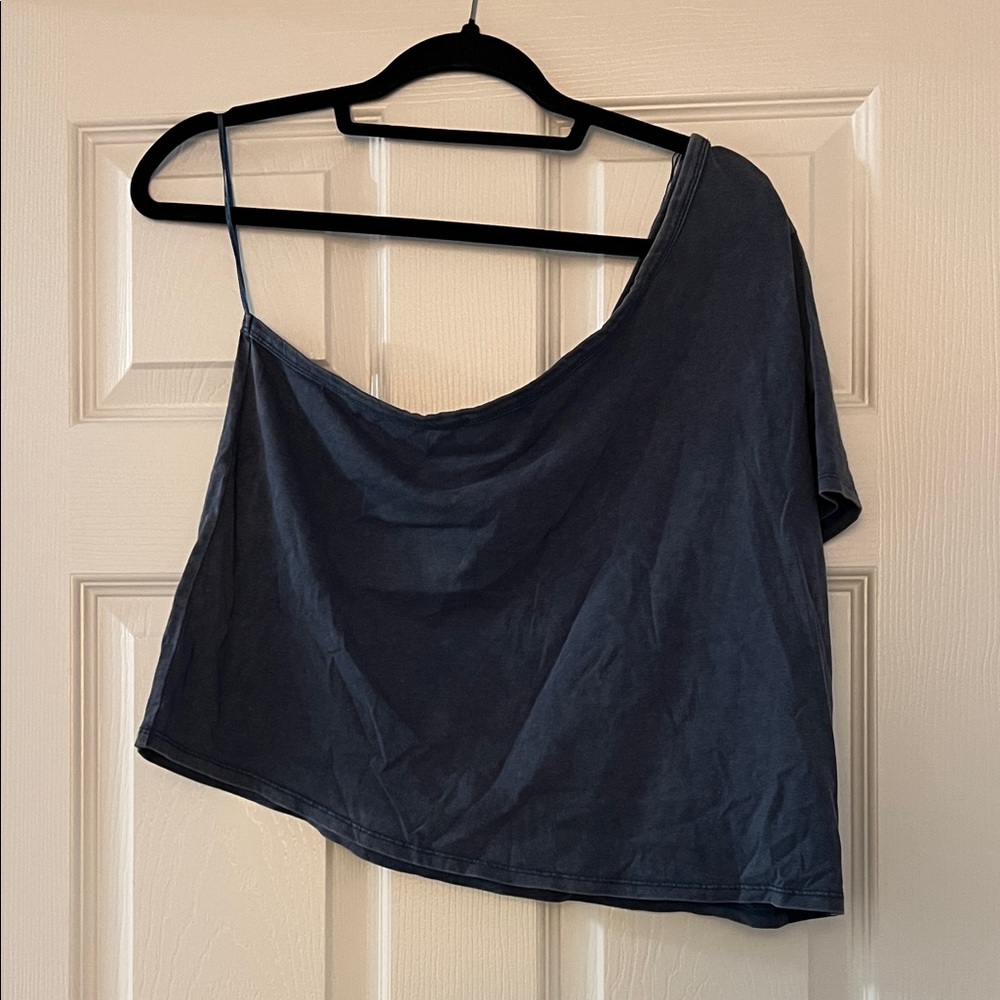 Le Lis One-Shoulder Black Tank Top